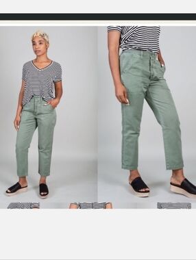 AMO Denim High Rise Utiltarian Cropped Ranger Pant Cotton Sage Green Size 29
